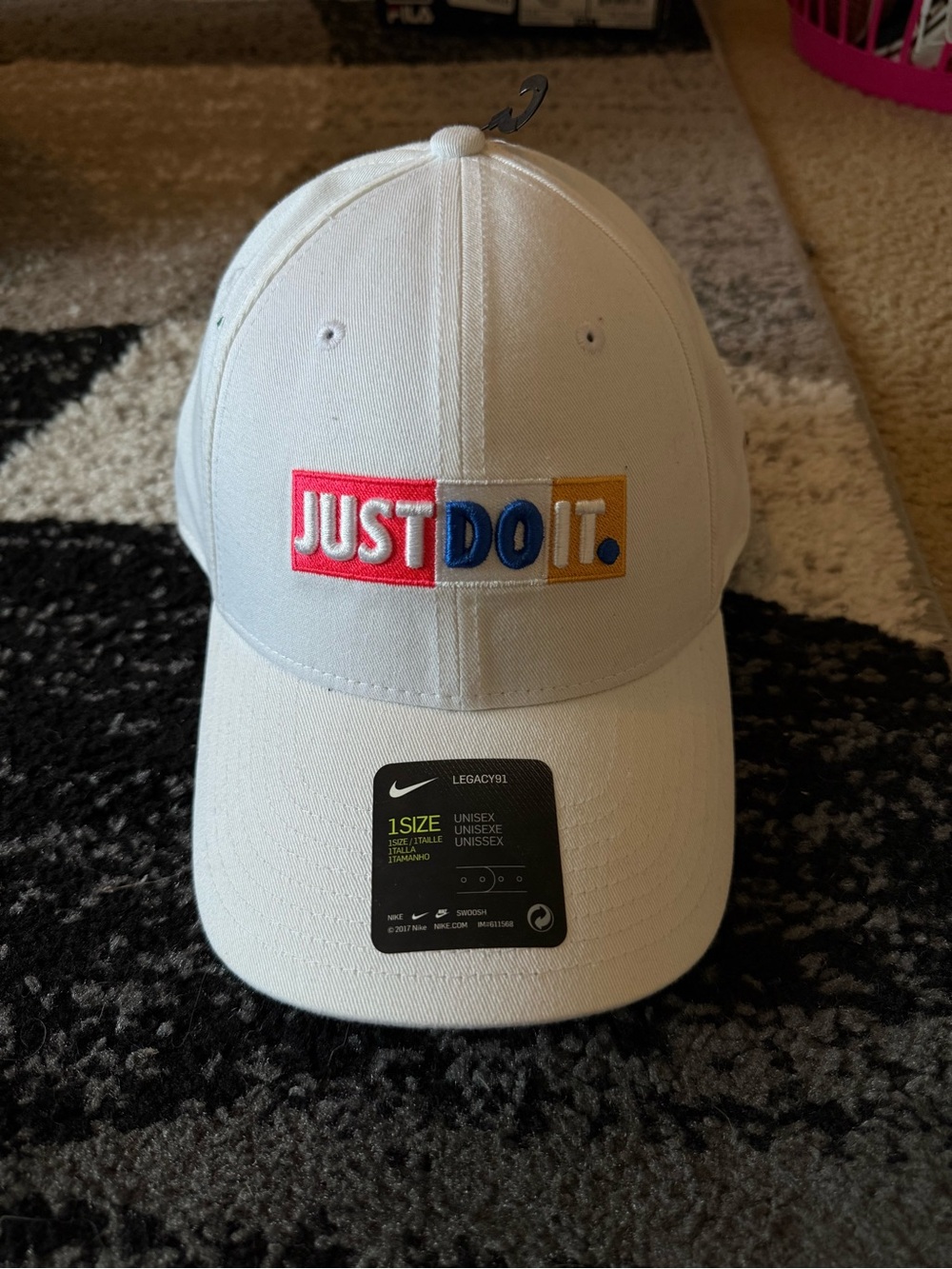 Nike White Cap with Red, Blue & Yellow "JUST DO IT." Patch